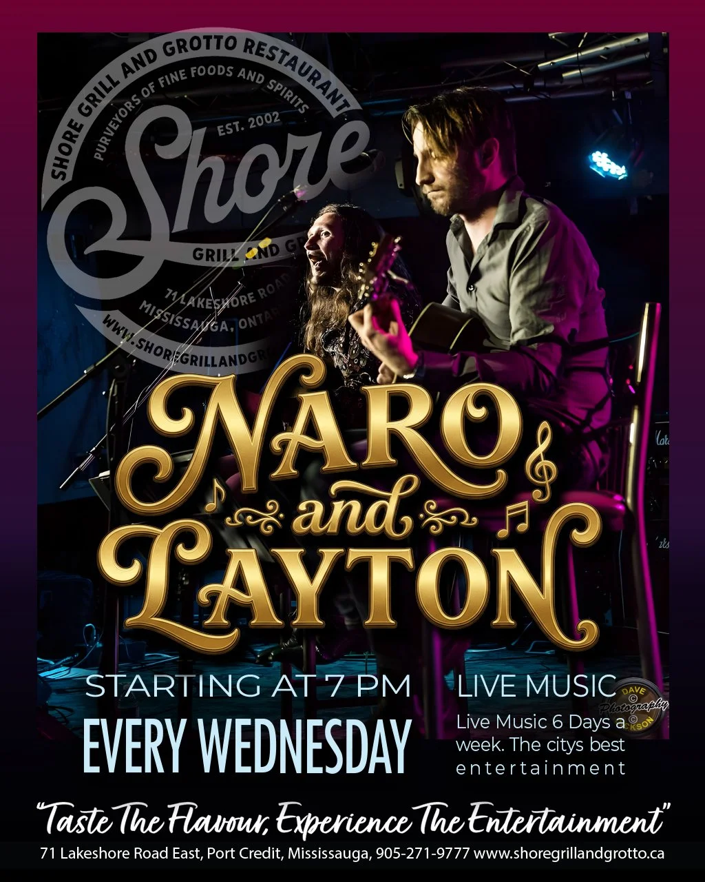 🎶 Wednesday Night Live at Shore Grill &amp; Grotto! 🎶
Looking for the perfect midweek night out? Join us tonight as the dynamic duo Naro &amp; Layton take the stage and bring their incredible live music to Shore Grill &amp; Grotto!
Enjoy our delici