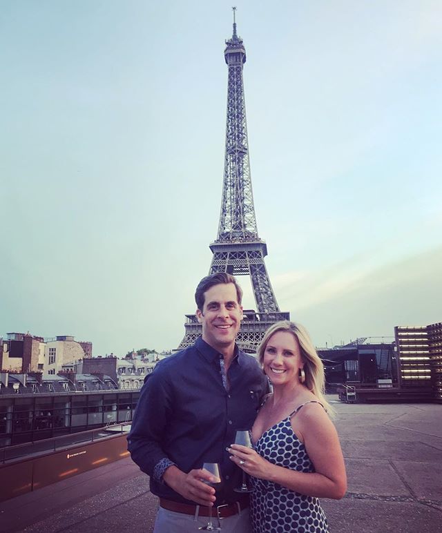 Au revoir, Paris!  We wrapped our French honeymoon with a visit to the Eiffel Tower, which was great, aside from the 2 hour wait to get to the top!  Nonetheless, the trip was epic.  Now, back to reality as husband and wife. #adamsaysjess #Honeymoonin