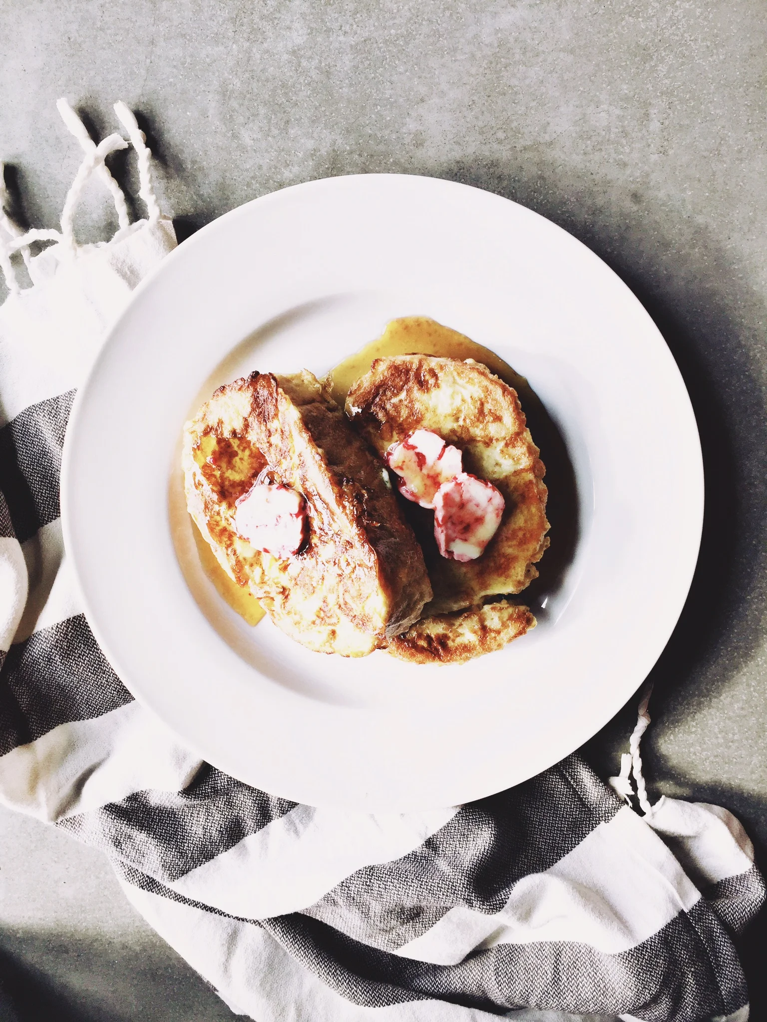 My Grandma’s custardy French toast with raspberry butter