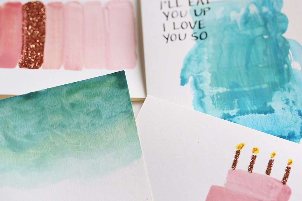 Diy Watercolor Cards With Calligraphy And Glitter The Pastiche