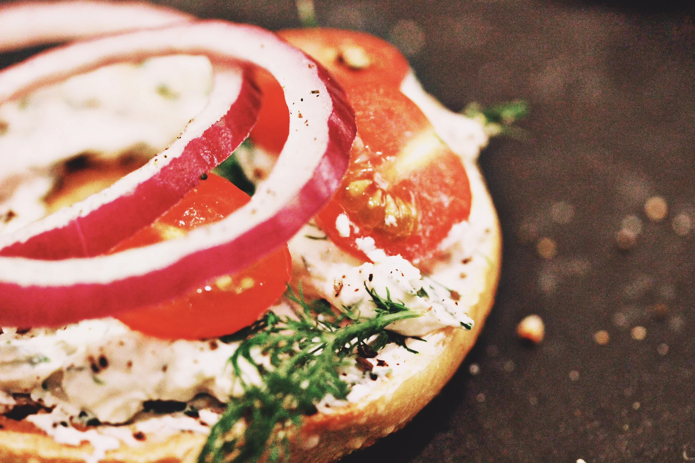 Bagel breakfast with homemade herbed cream cheese