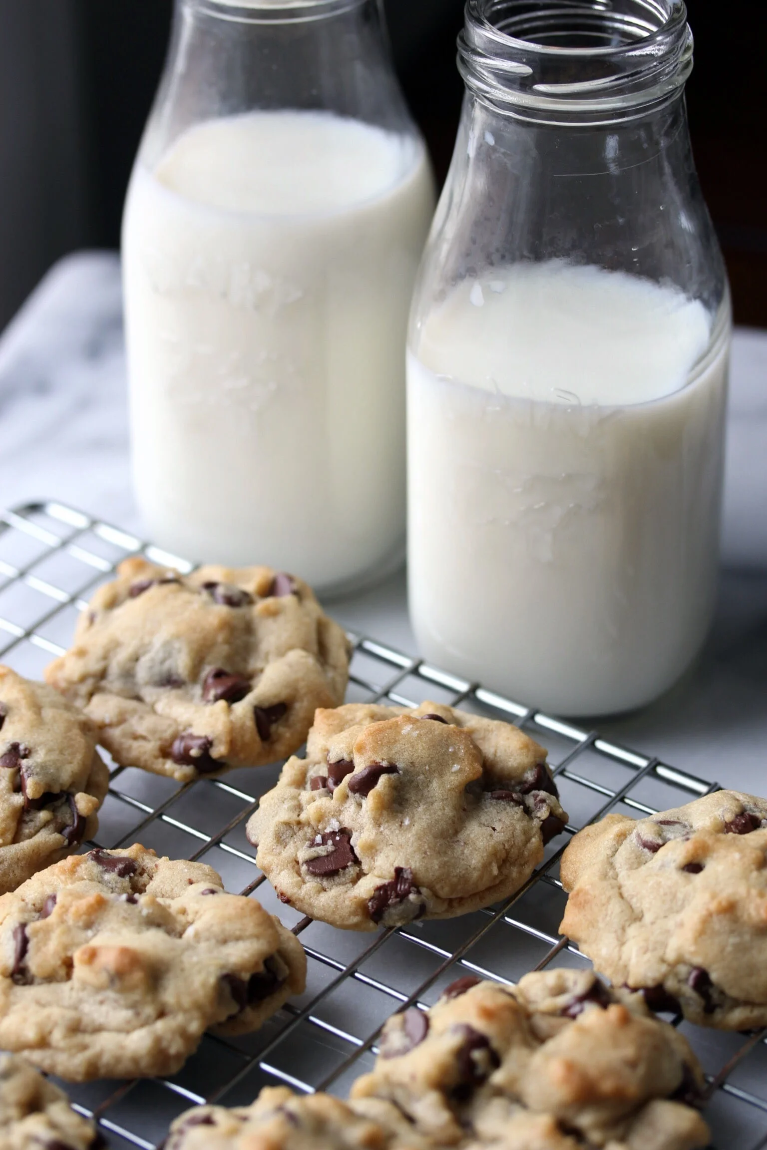 Chocolate chip cookies with flaky sea salt