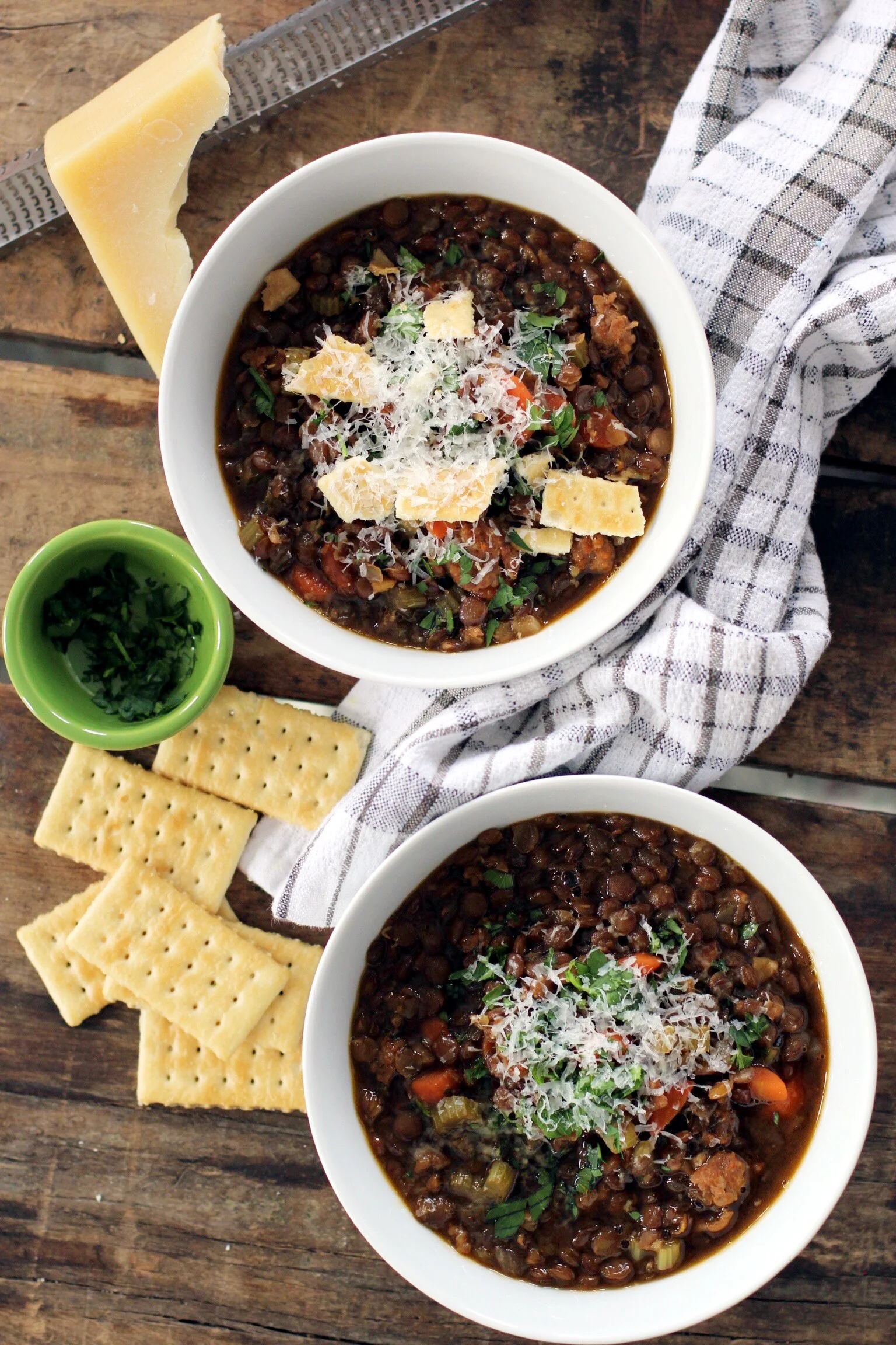 Spicy lentil soup with Italian sausage