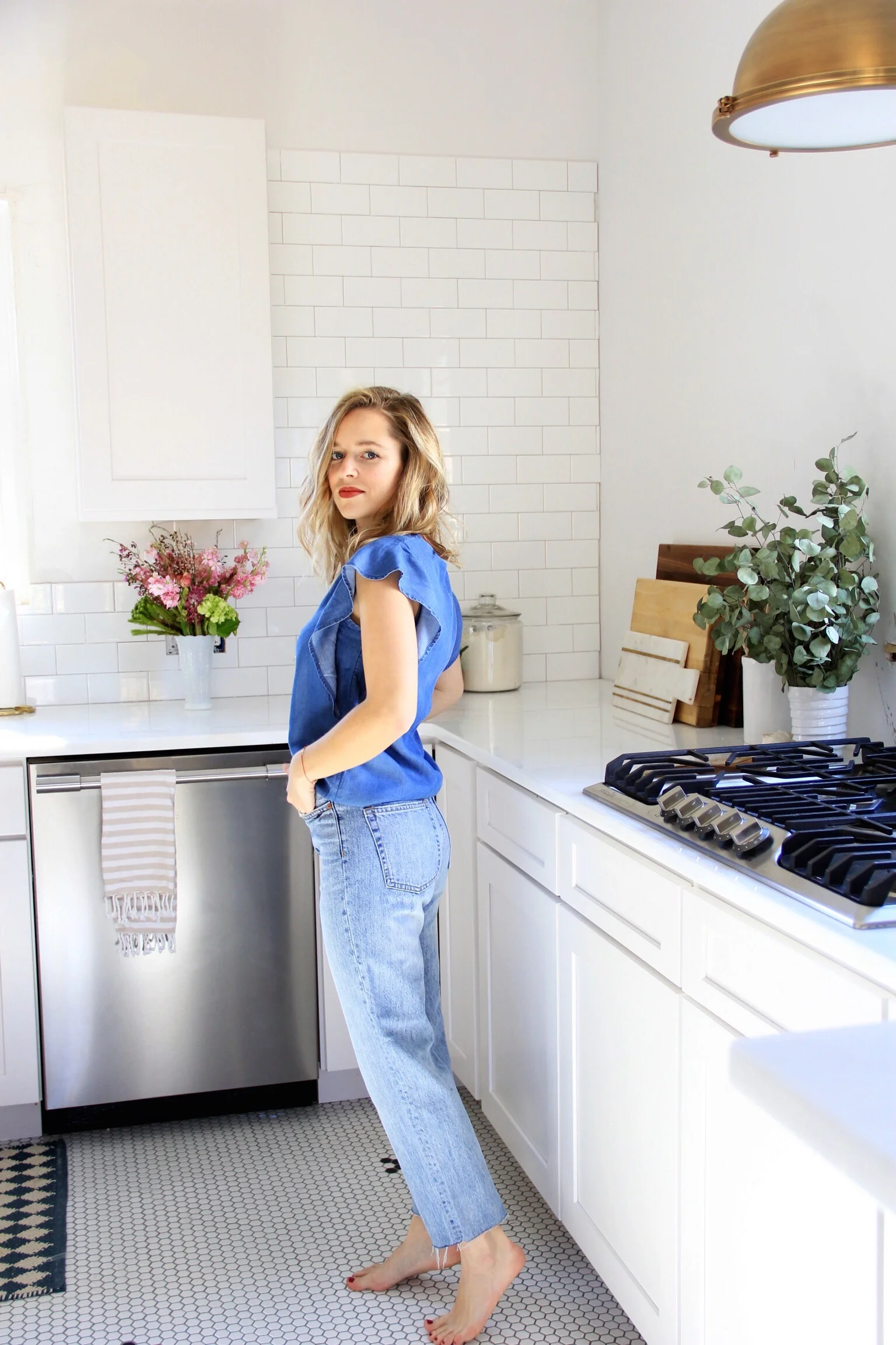 Chambray ruffles with vintage denim - The Pastiche