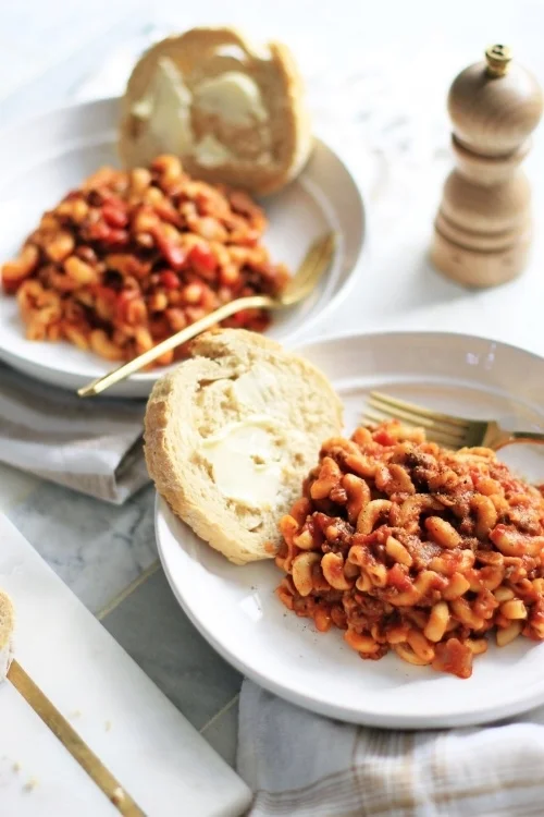 American goulash with Italian sausage