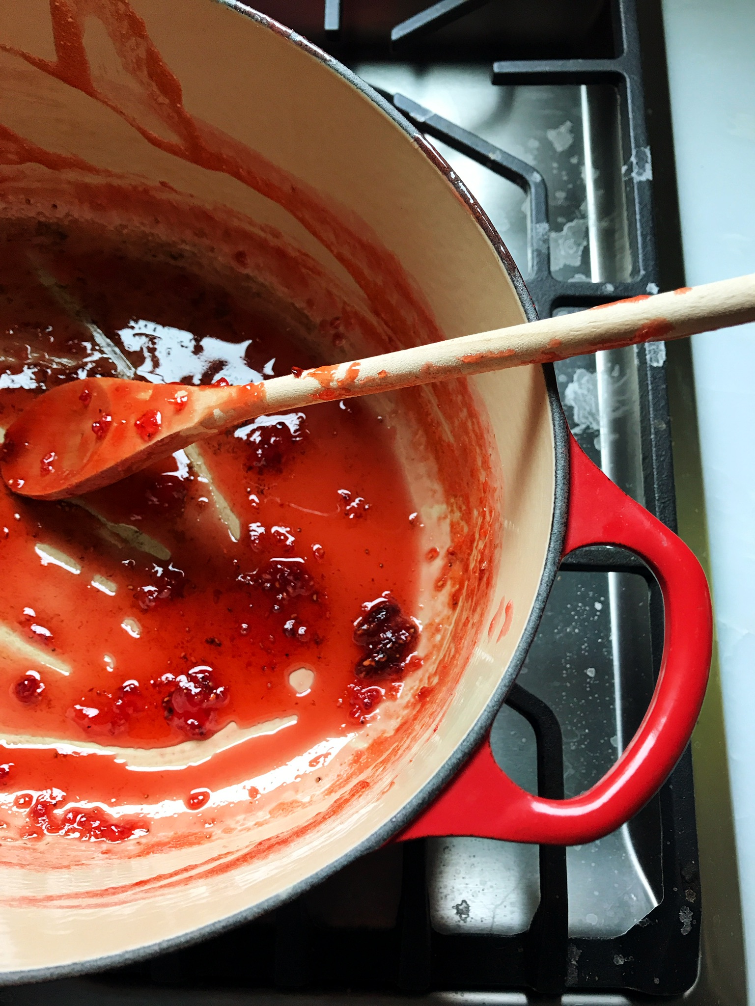 Strawberry-raspberry Sriracha jam