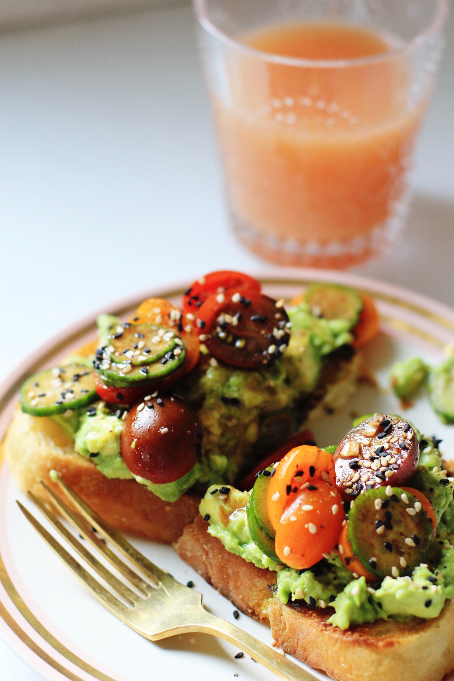 Avocado toast with balsamic tomatoes