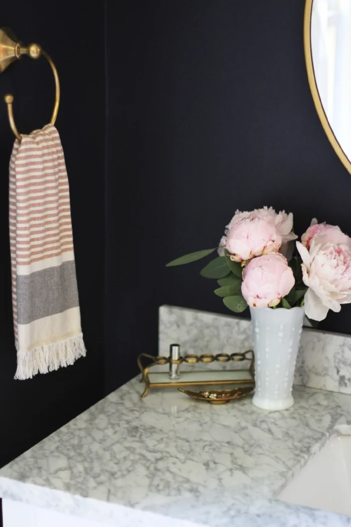 Our navy and brass bathroom — The Pastiche