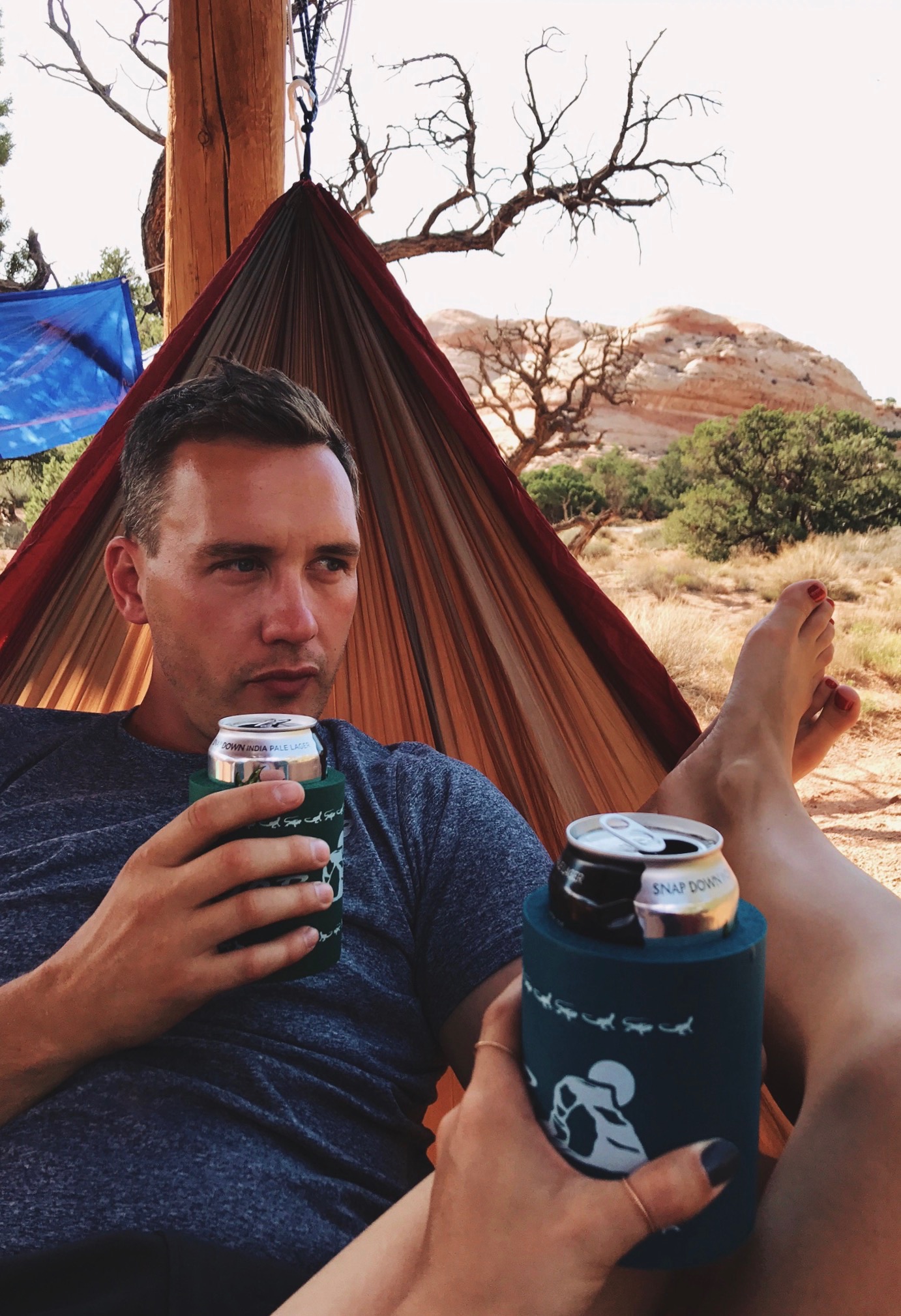 Doing our best to cool off (a la hammock and IPAs) in Canyonlands