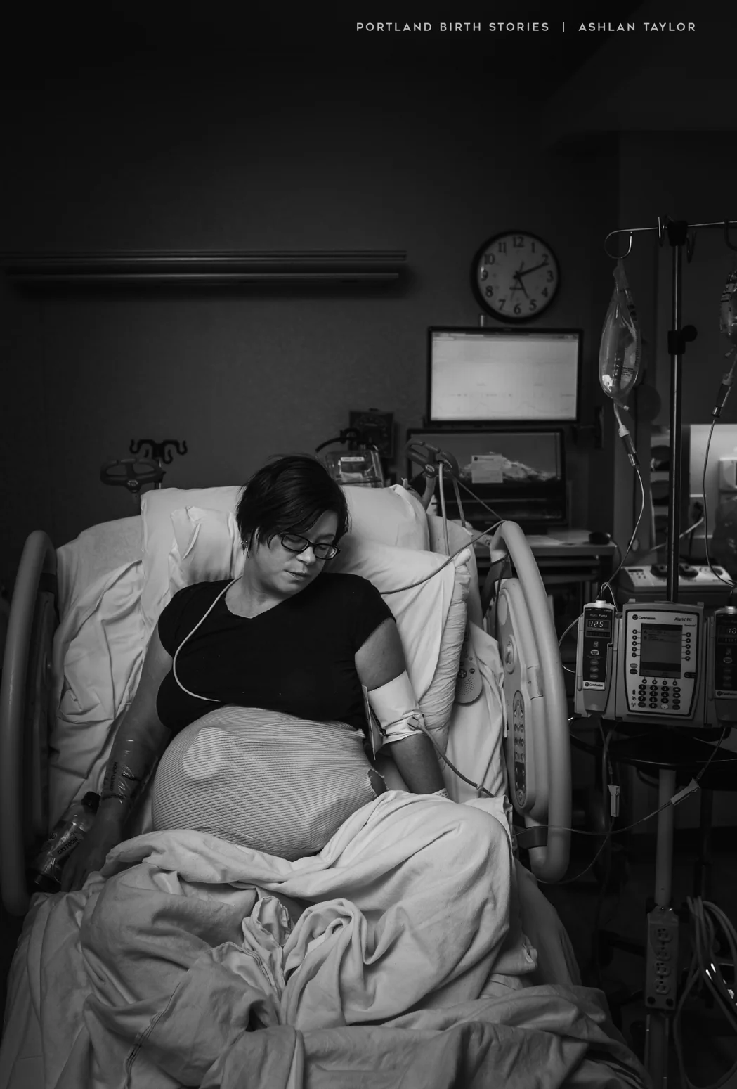 Surrogate mother in labor at hospital before c-section