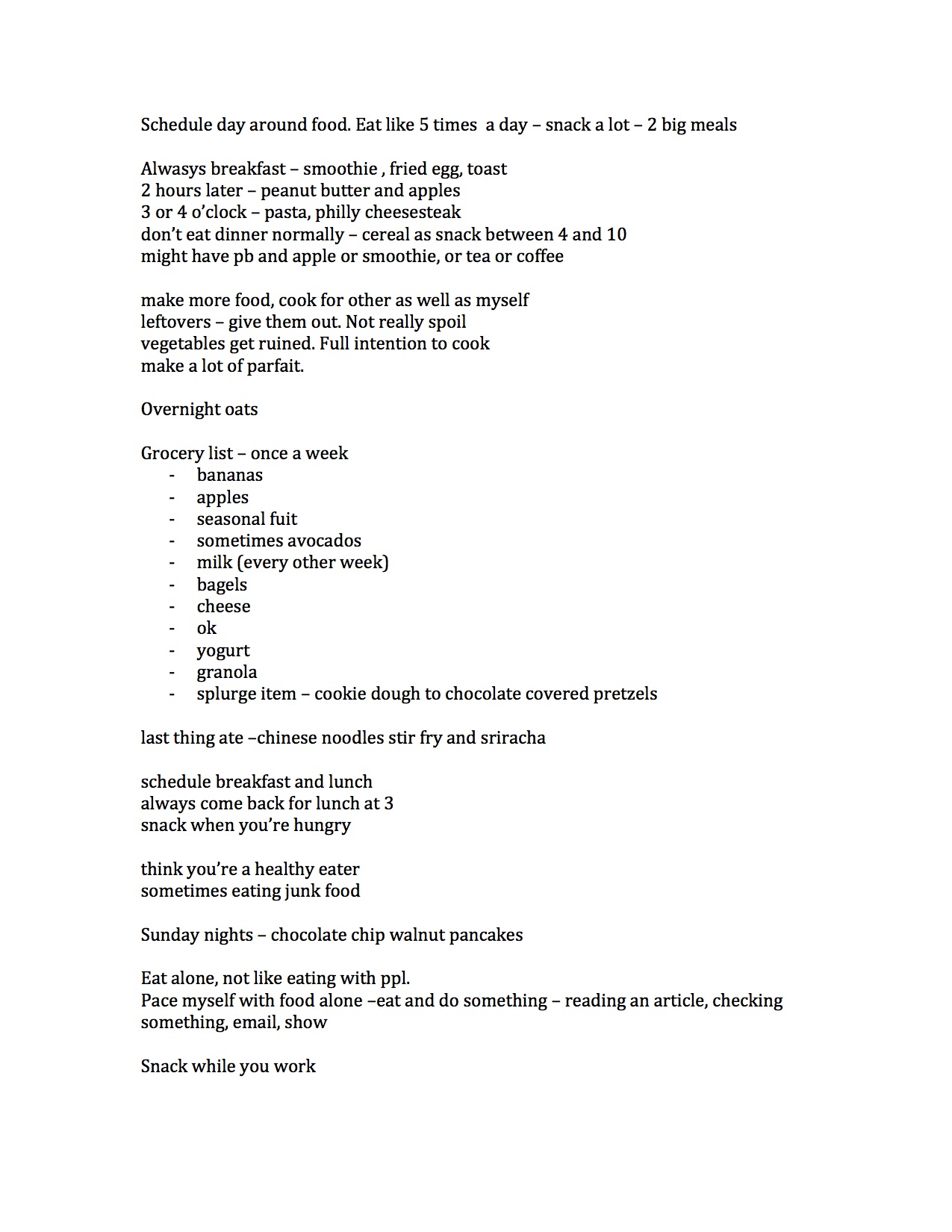 Sample results of an interview. Tried to type as I heard it and isolate key aspects of what was being said