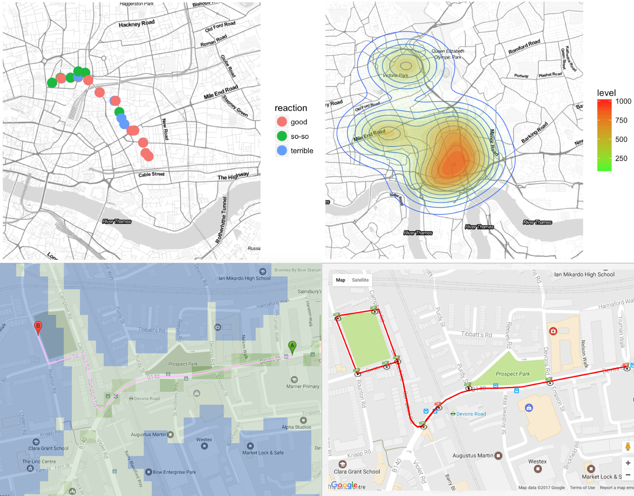 Visualization of the data we pulled in determining a walking path for the students