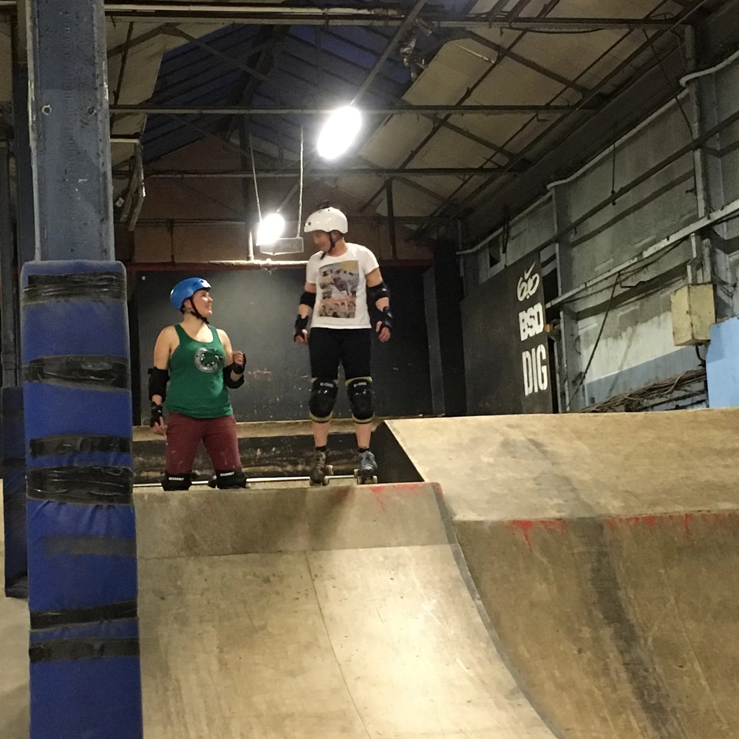 Shona Mercy & Marshall Lawless sporting some GRD merchandise while contemplating the next ramp