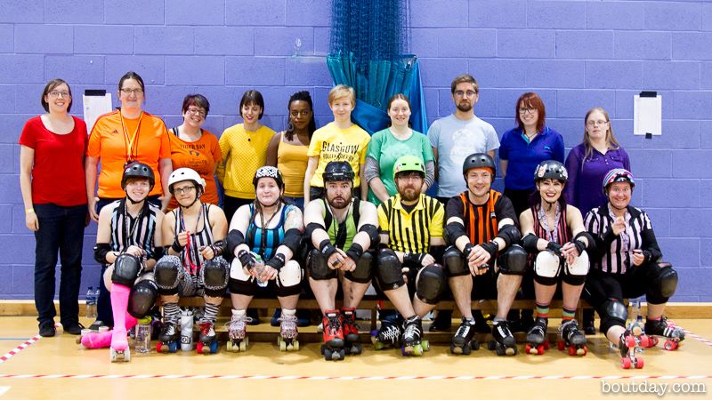 A veritable rainbow of officials, both on- and off-skates. Photo courtesy of Dave McAleavy, boutday.com.