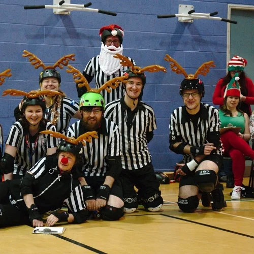 Santa, the Ref-Deers and some elf helpers! Photo courtesy of Sam Skipsey.