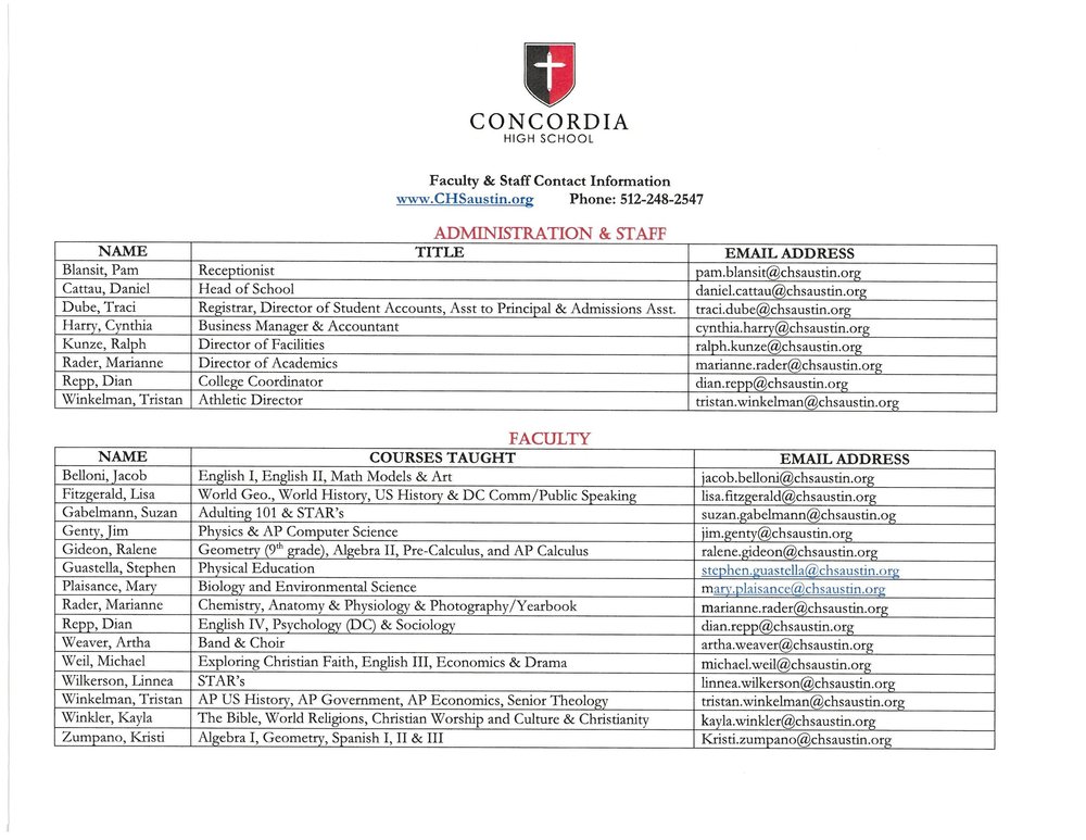 Faculty & Staff Contact list — Concordia High School | Private Christian College Prep School | Austin, TX faculty-staff-contact-list-concordia-high-school-private-christian-college-prep-school-austin-tx