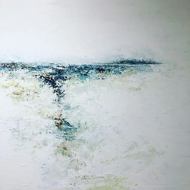 Pathway to the Forest, acrylic on canvas by @ruthlague currently in view at the Jamaica Plain Branch Library of the @bplboston and generously sponsored in part by a grant from the Boston Cultural Council, @artsinboston !  On view through June! .
.
.
