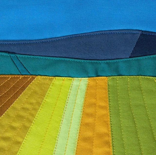 Landscape II, detail by artist, @annieloutoyou.  An exhibit of currently on view at the Jamaica Plain Branch Library through November 9th.