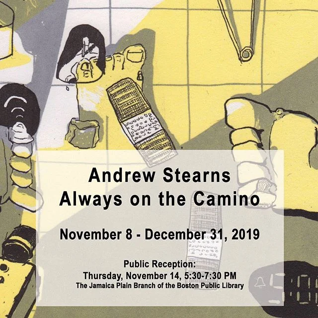 Next up at the JamaicanPlain Branch Library is the work of local artist, @astearns22 
Join us tomorrow for the opening reception!