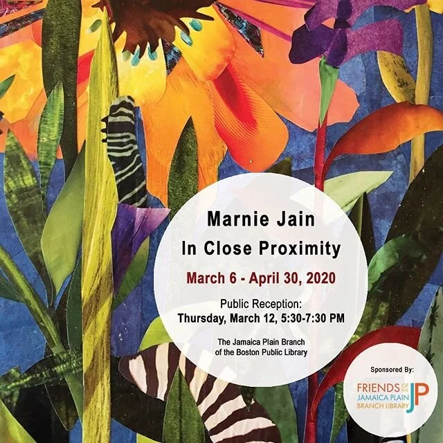 Next up is collage artist, Marni Jain&rsquo;s &ldquo;In Close Proximity&rdquo; at the Jamaica Plain Branch Library of the @bplboston !  This exhibit is generously sponsored by the @jplibraryfriends !  On view now through April 30. .
.
.
.
.
#artexhib