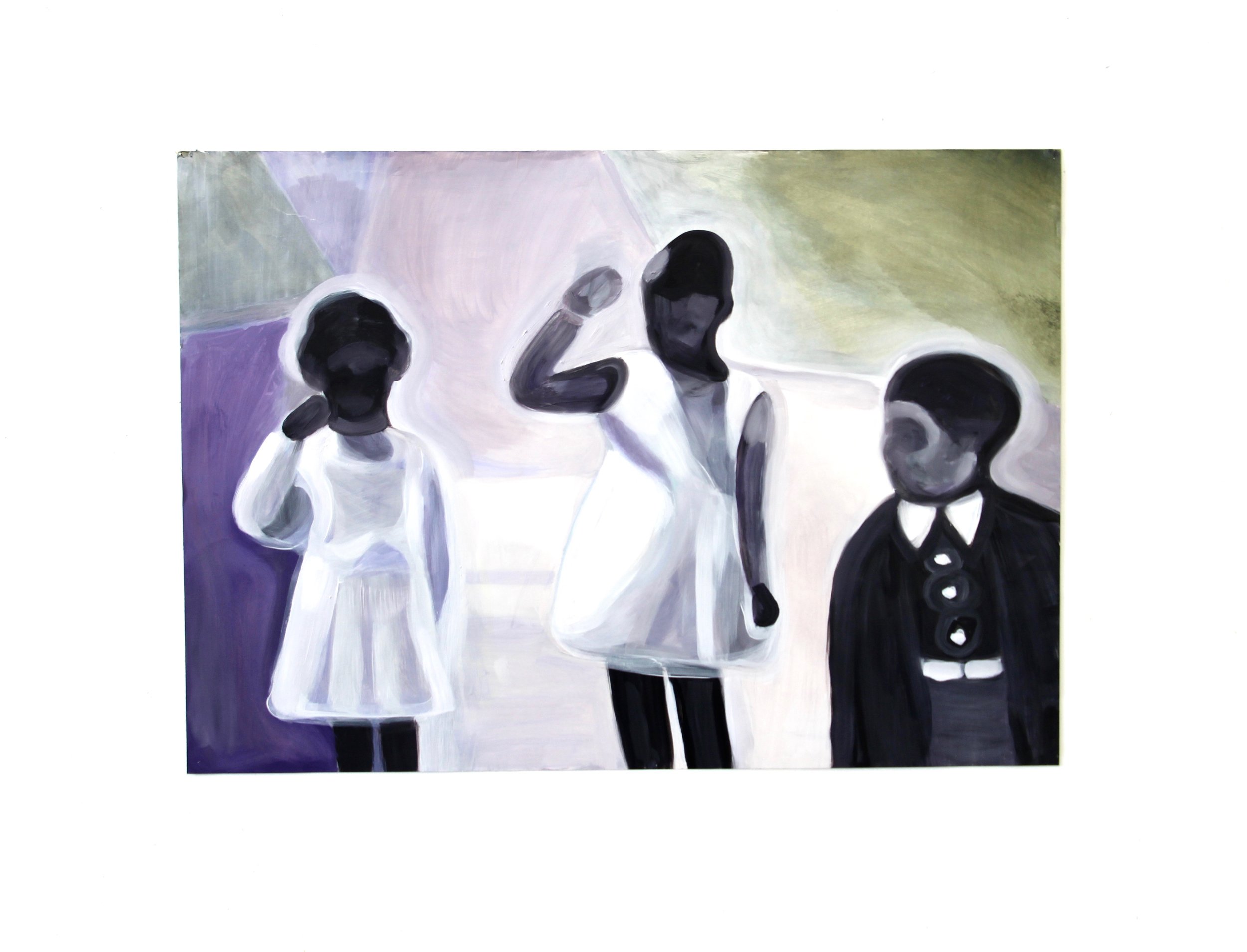   Three Children , 2018 Oil on paper 24 x 30 inches 61 x 76 cm (approximately)  