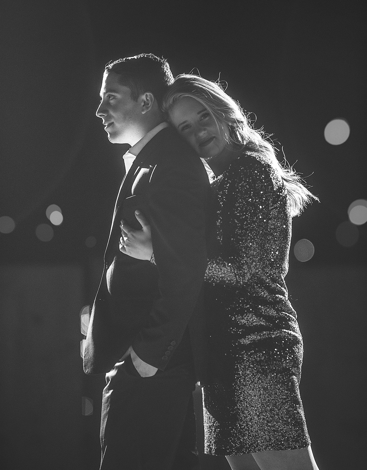 Downtown houston rooftop engagement