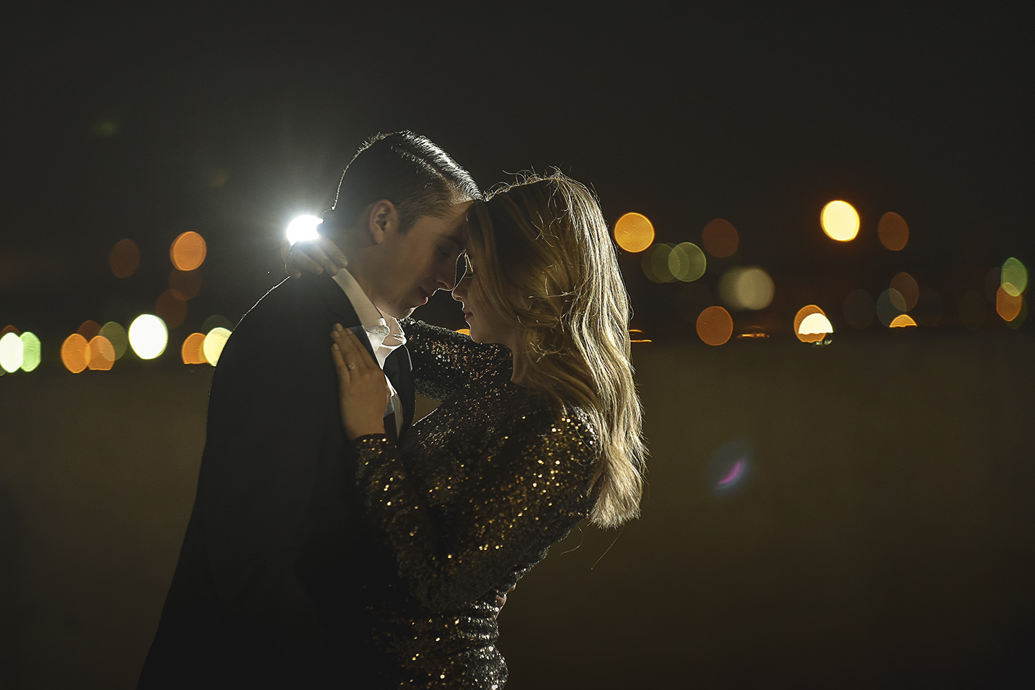 Downtown houston rooftop engagement