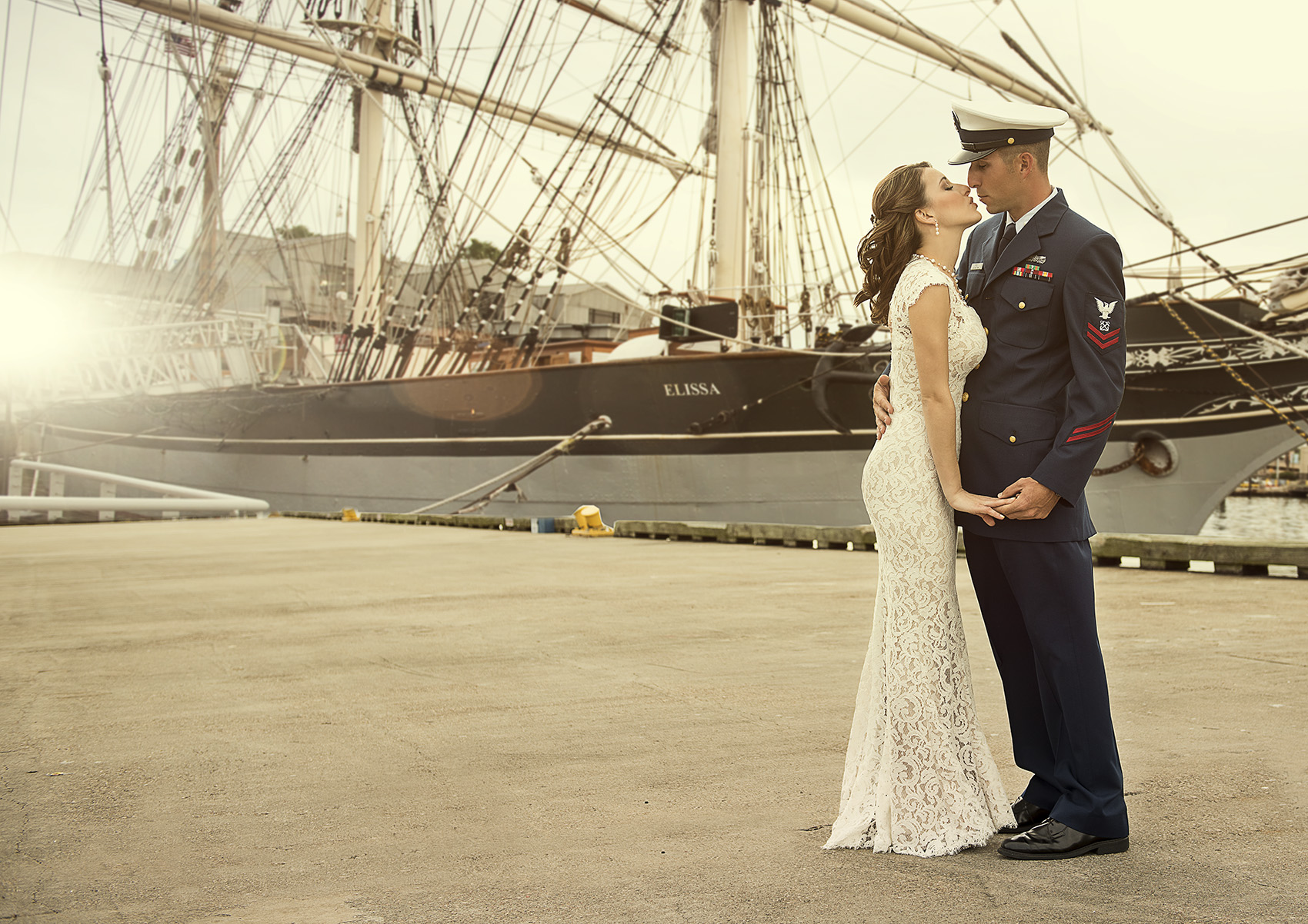 Galveston Modern Romantic Classy High Fashion Military Coastguard Wedding photography 