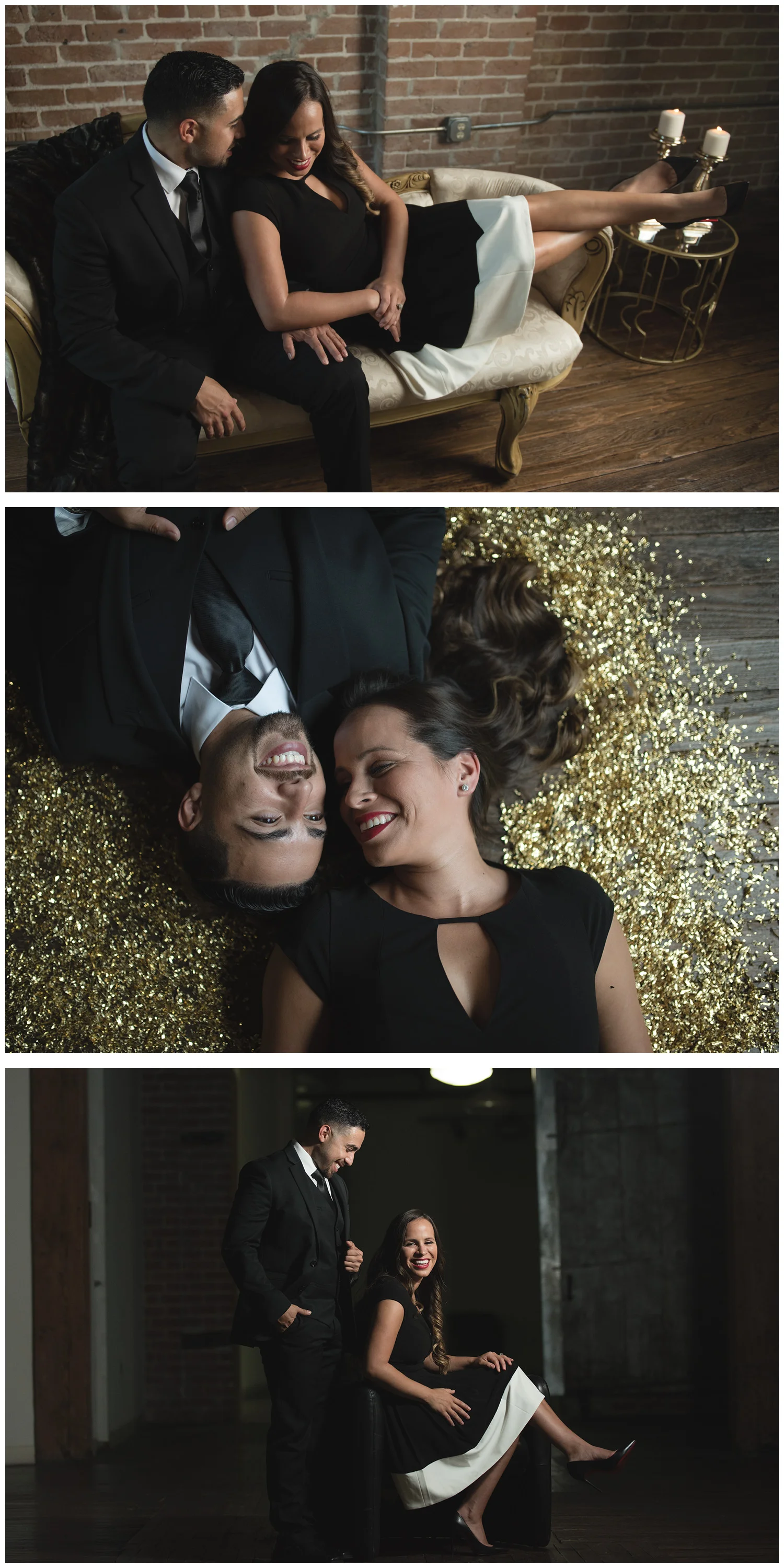 fun black tie engagement session houston