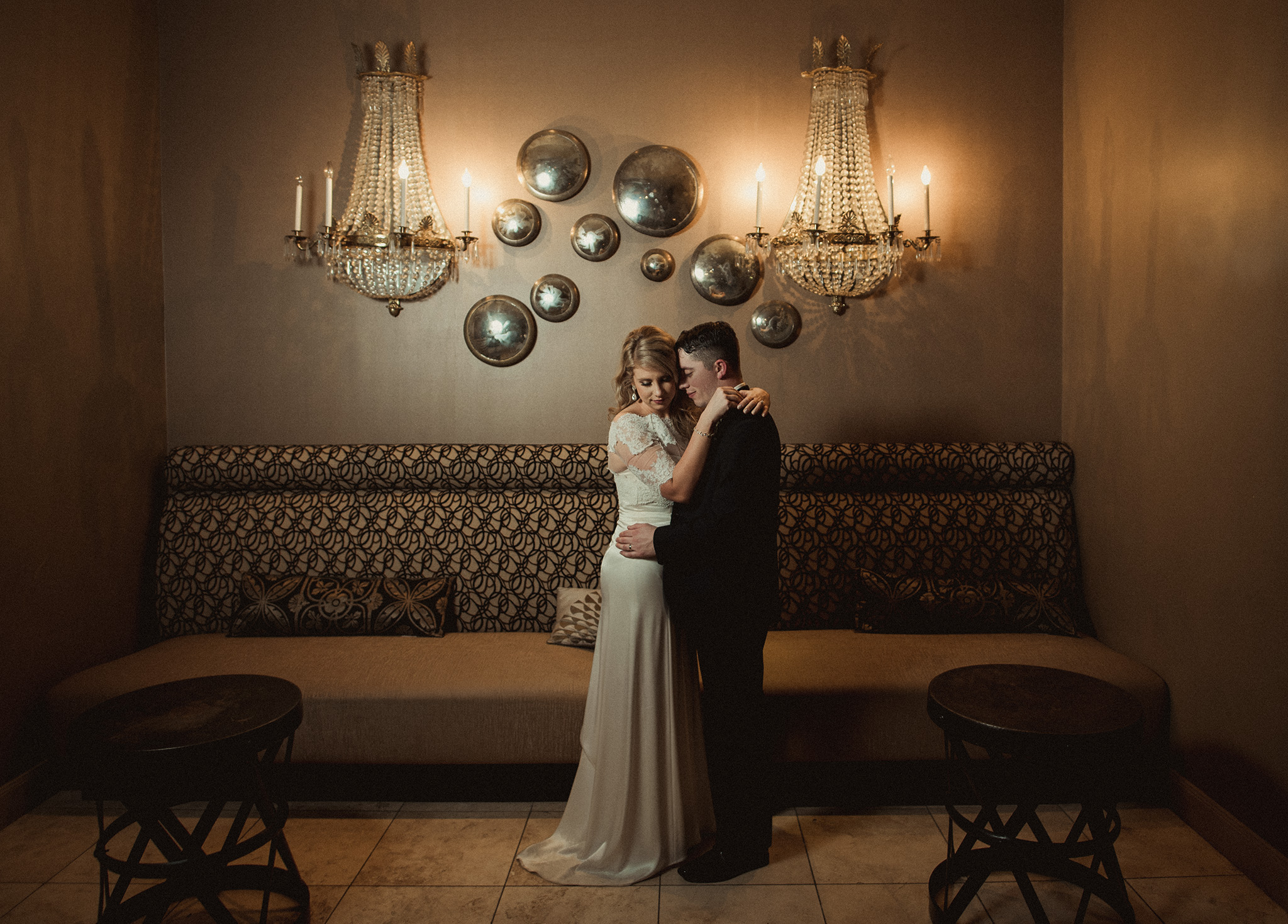 Claire + Travis: Romantic night engagement photo session taken on rooftop in downtown Houston. When the sun goes down it doesn't mean the session has to end.