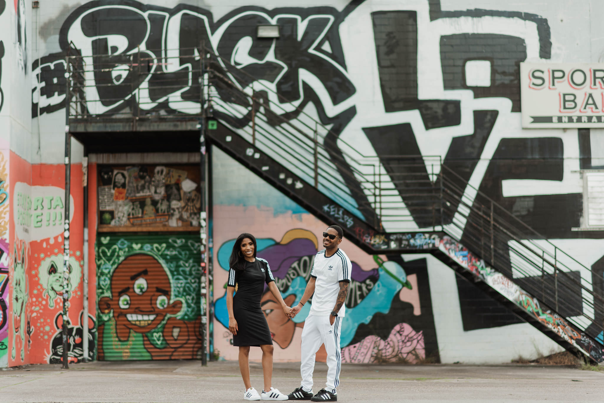 houston-style-classy-sporty-adidas-black-couple-engagement-graffiti-wall-photographer