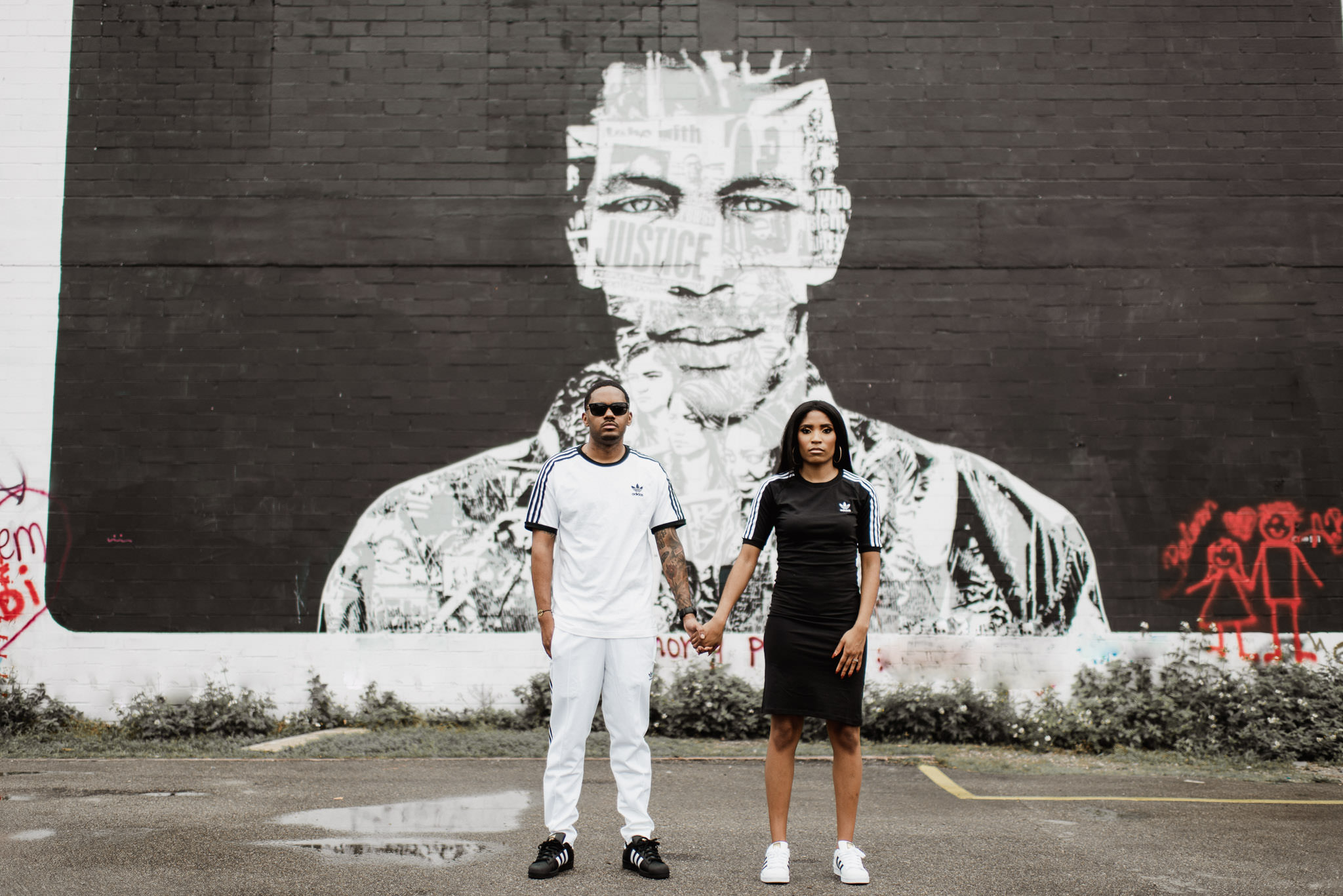 houston-style-classy-sporty-adidas-black-couple-engagement-graffiti-wall-photographer