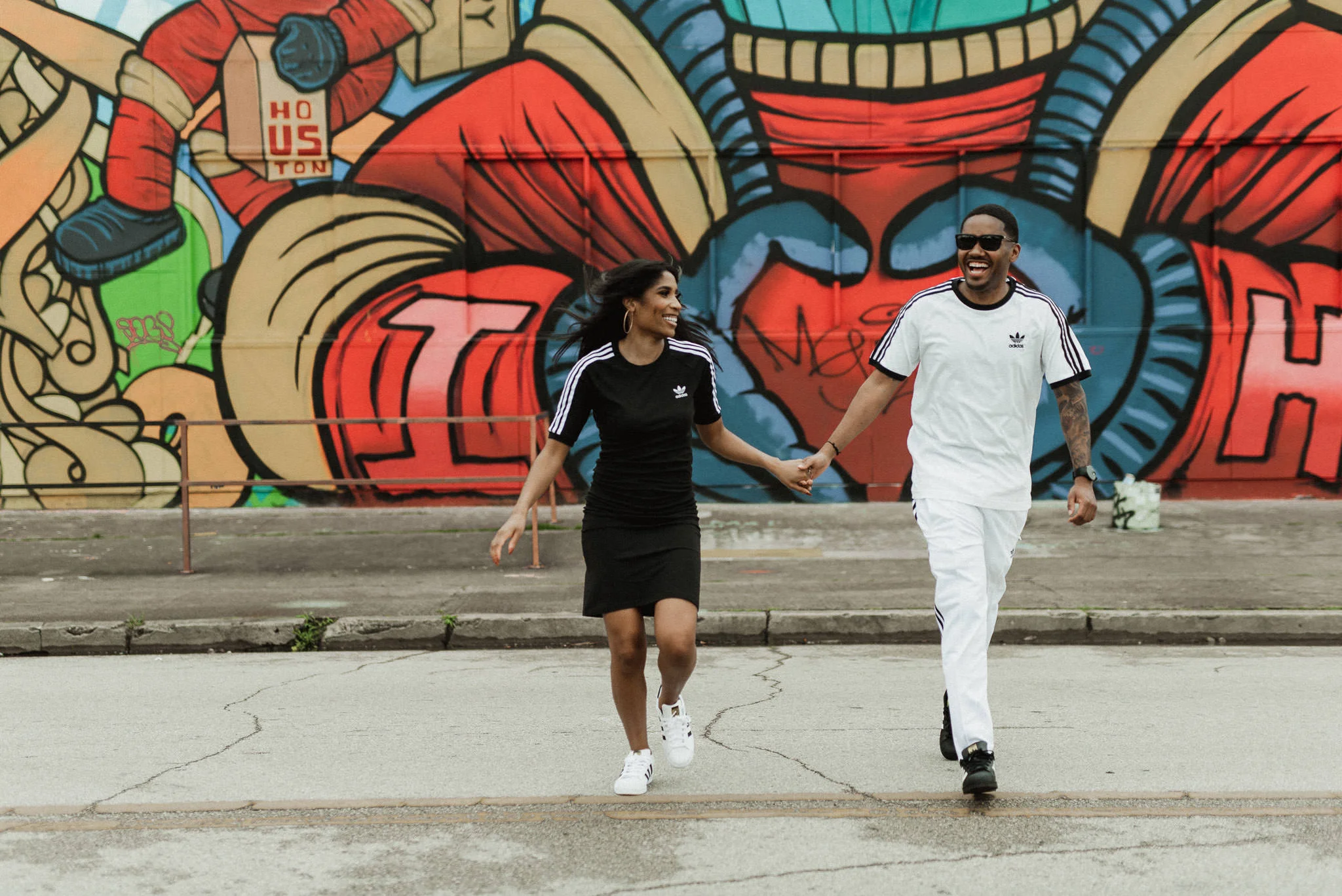 houston-style-classy-sporty-adidas-black-couple-engagement-graffiti-wall-photographer