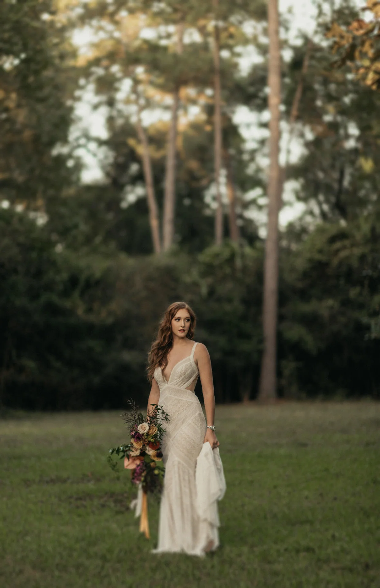 moody-fall-styled-photo-session-red-hair-woodlands-oak-atelier-whimsical-events-bridal-unbridaled-wedding-dress