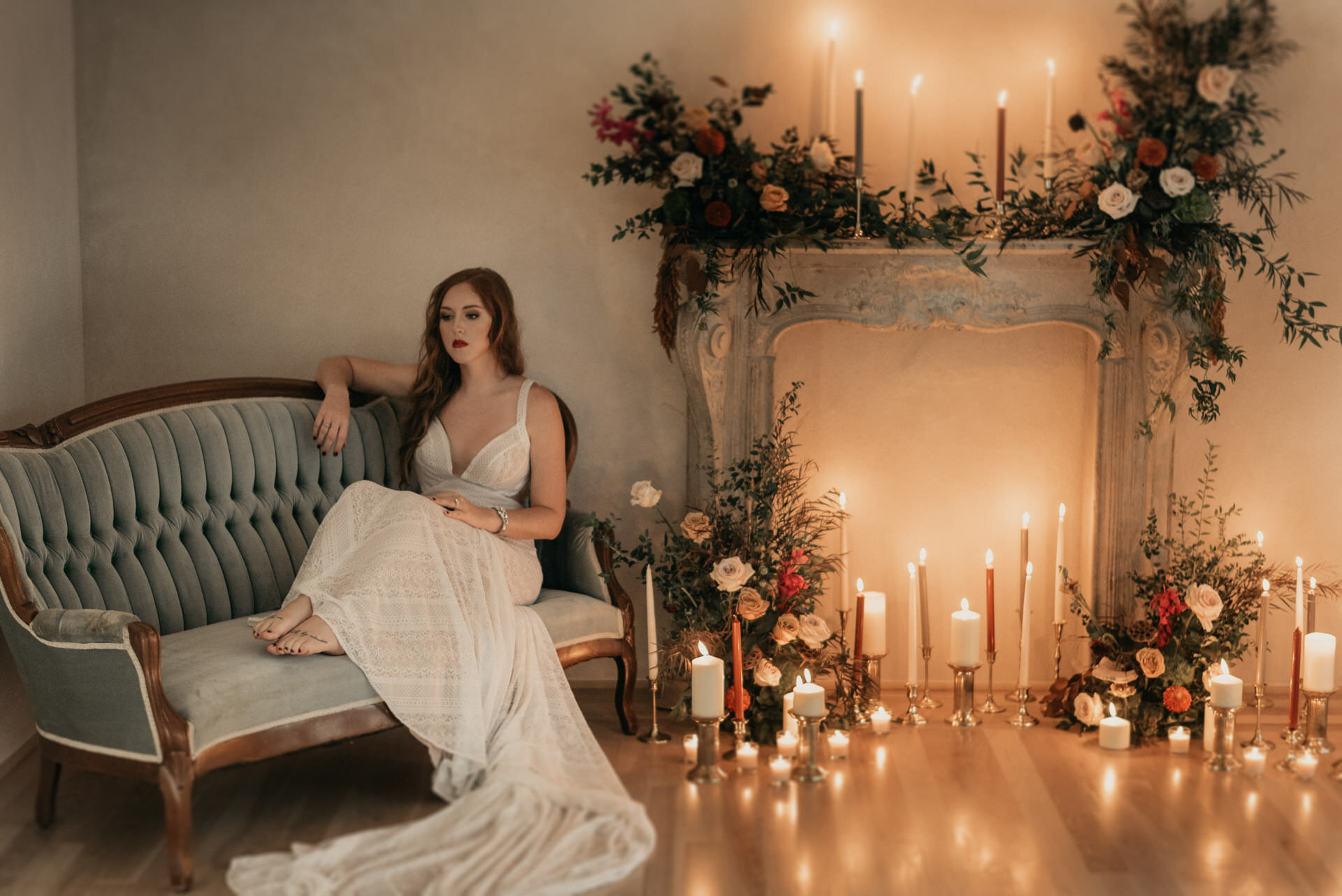 moody-fall-styled-photo-session-red-hair-woodlands-oak-atelier-whimsical-events-bridal-unbridaled-wedding-dress