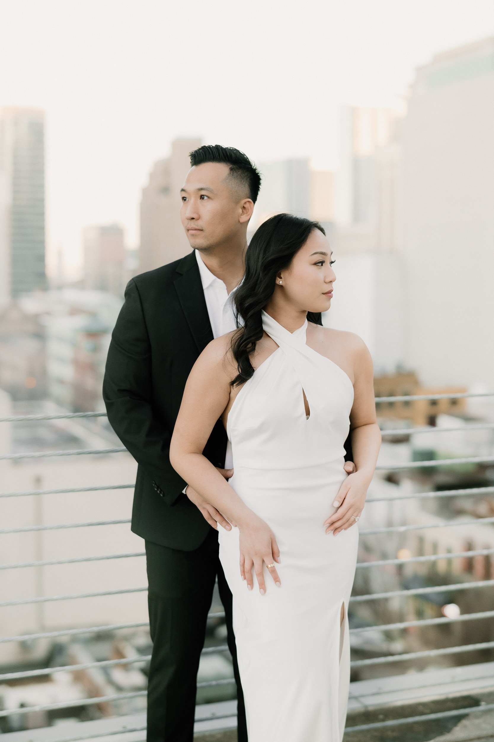 Classy-black-tie-downtown-houston-engagement-session