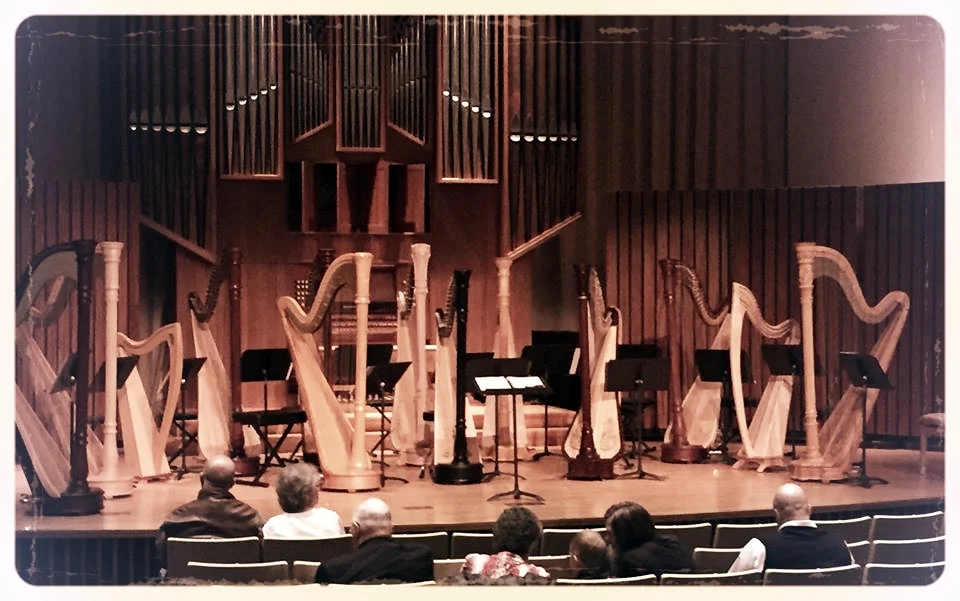 North Carolina Harp Ensemble's Spring Concert in Shirley Recital Hall at Salem College.