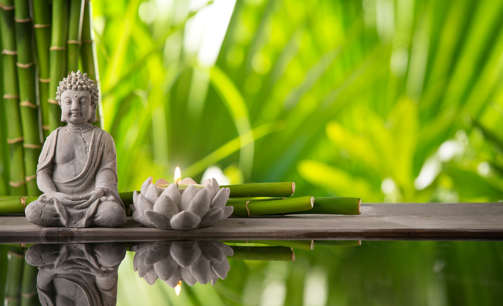 42391047 - buddha in meditation with burning candle