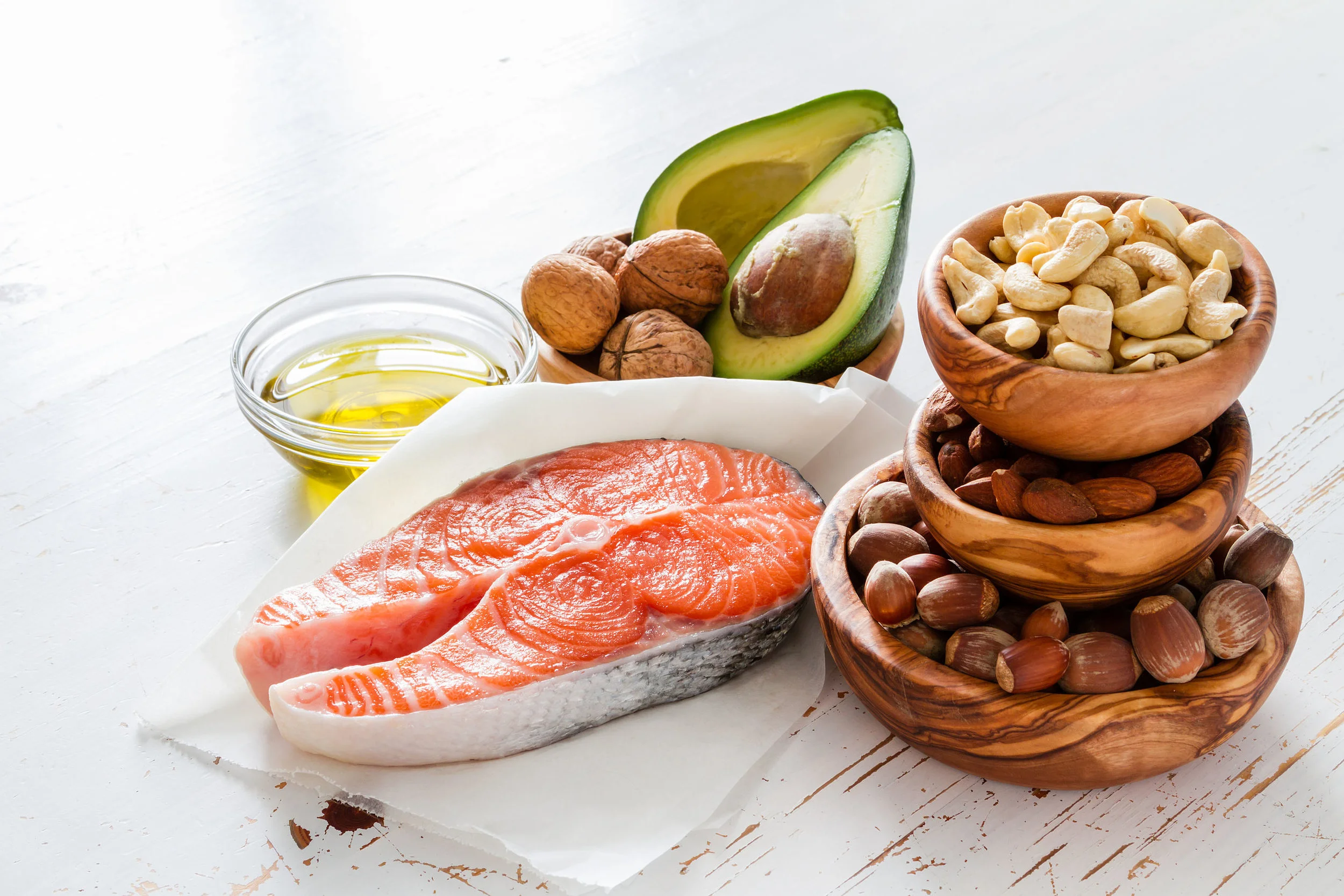 54514936 - selection of healthy fat sources, copy space