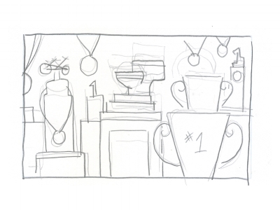 OPTION B: Trophy collection with center trophy the throne.