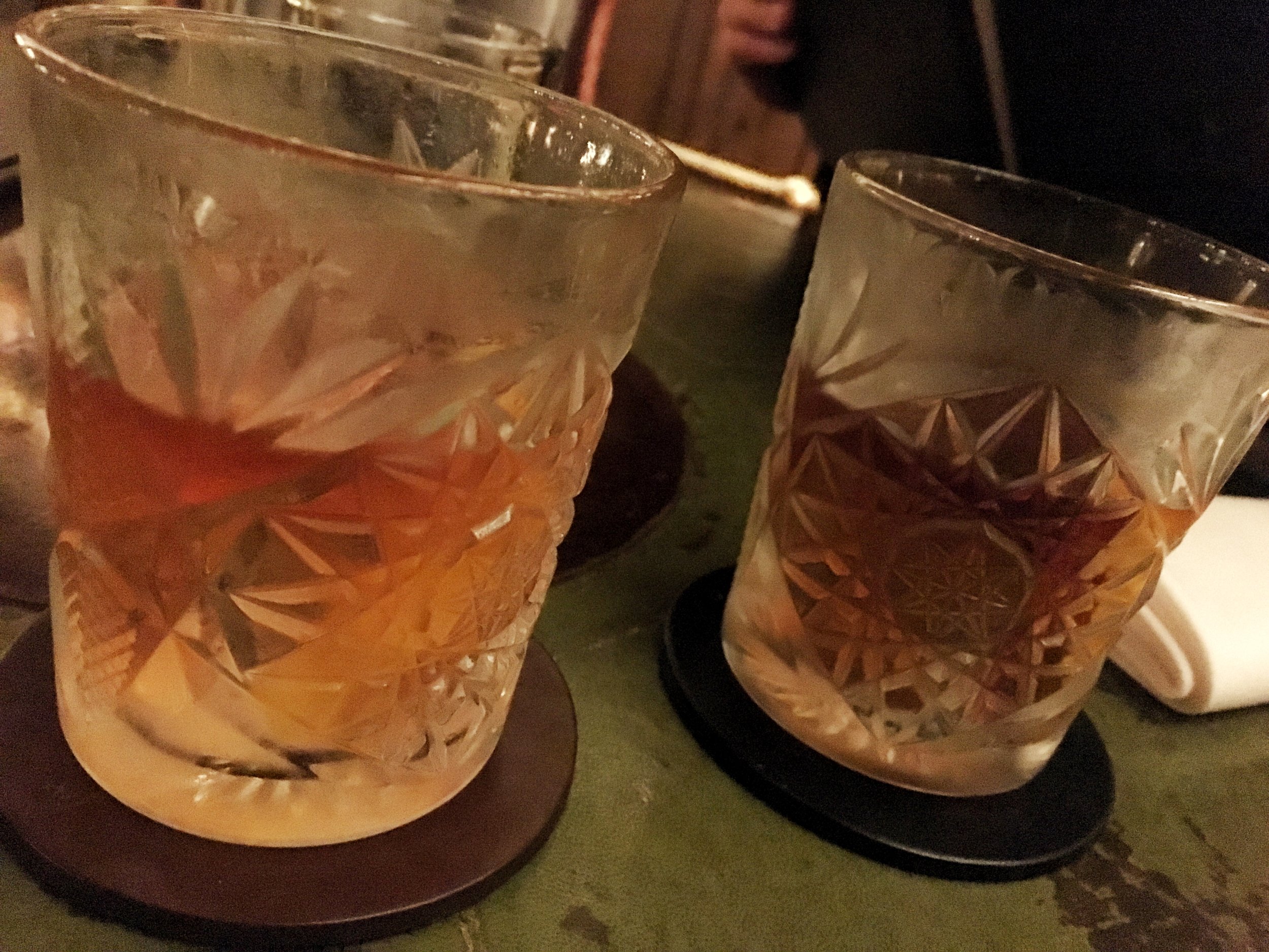 Left to Right: Improved Whiskey Cocktail, Old Fashioned