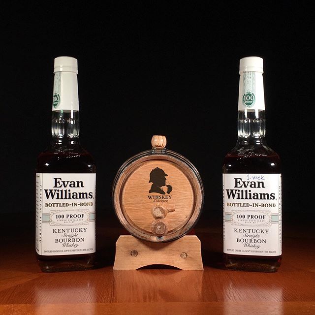 Fun experiment.....
.
Take some Evan Williams 💯 Proof, throw it into a tiny charred oak barrel for a week and what ya get?
.
An oakier, smoother & slightly darker version of itself 🥃
.
Now how do you think an Ardbeg or Laphroaig would fair after a turn with this wee barrel? 🤔