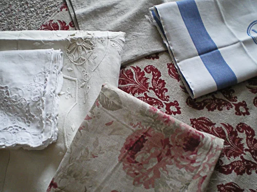 Old Linens and Various Fabric Scraps.....Just a couple of the MANY i have....