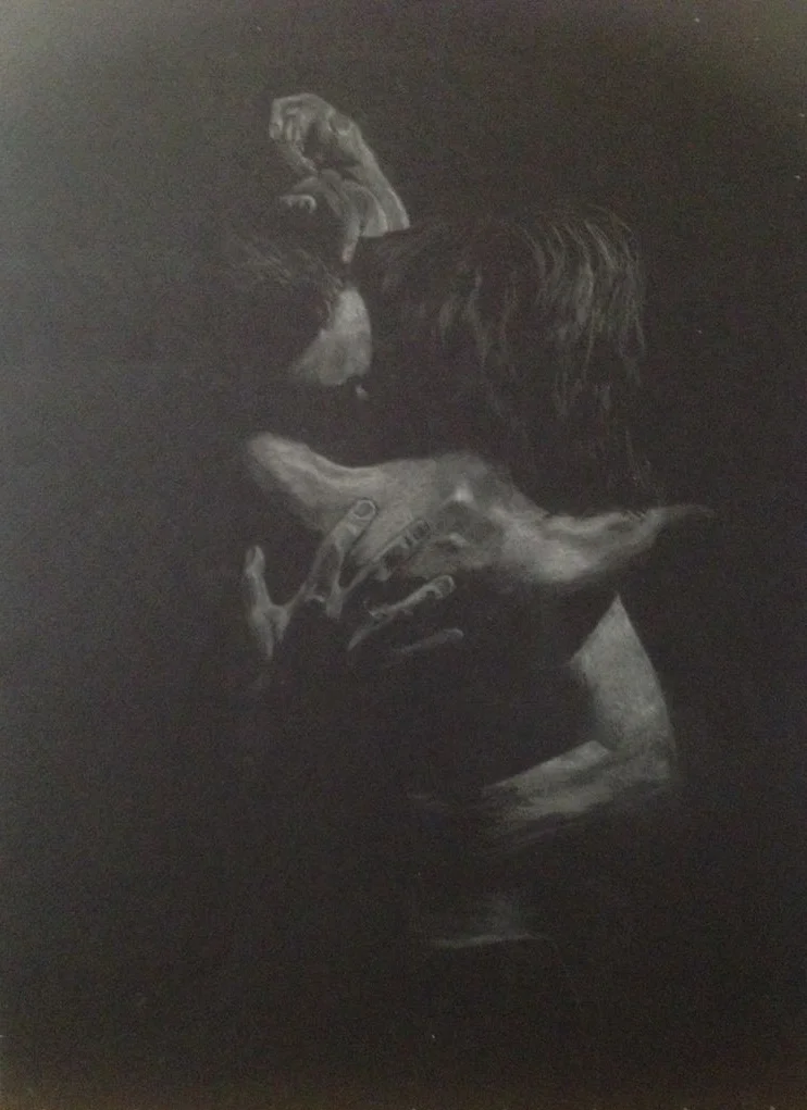 6 shades of gray colored pencil on black