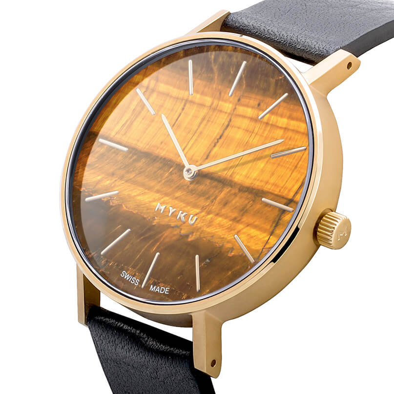 MYKU Tiger Eye Gold Watch 38mm — Francois Hurtaud Design