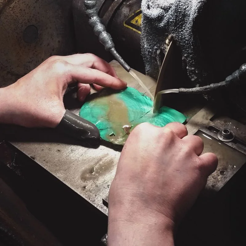 Stones are cut by expert artisans in Germany.