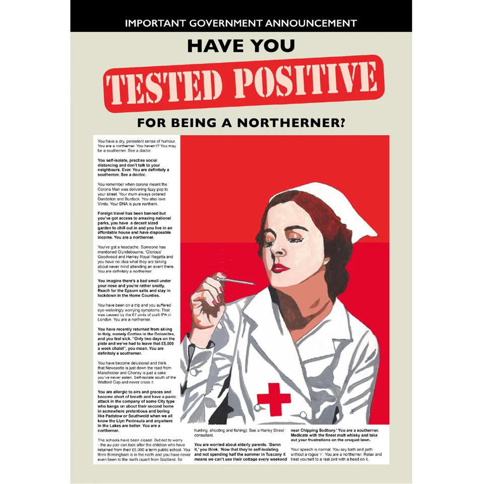 Tested positive...for being a northerner. Poster by Eric Jackson, Statement Artworks