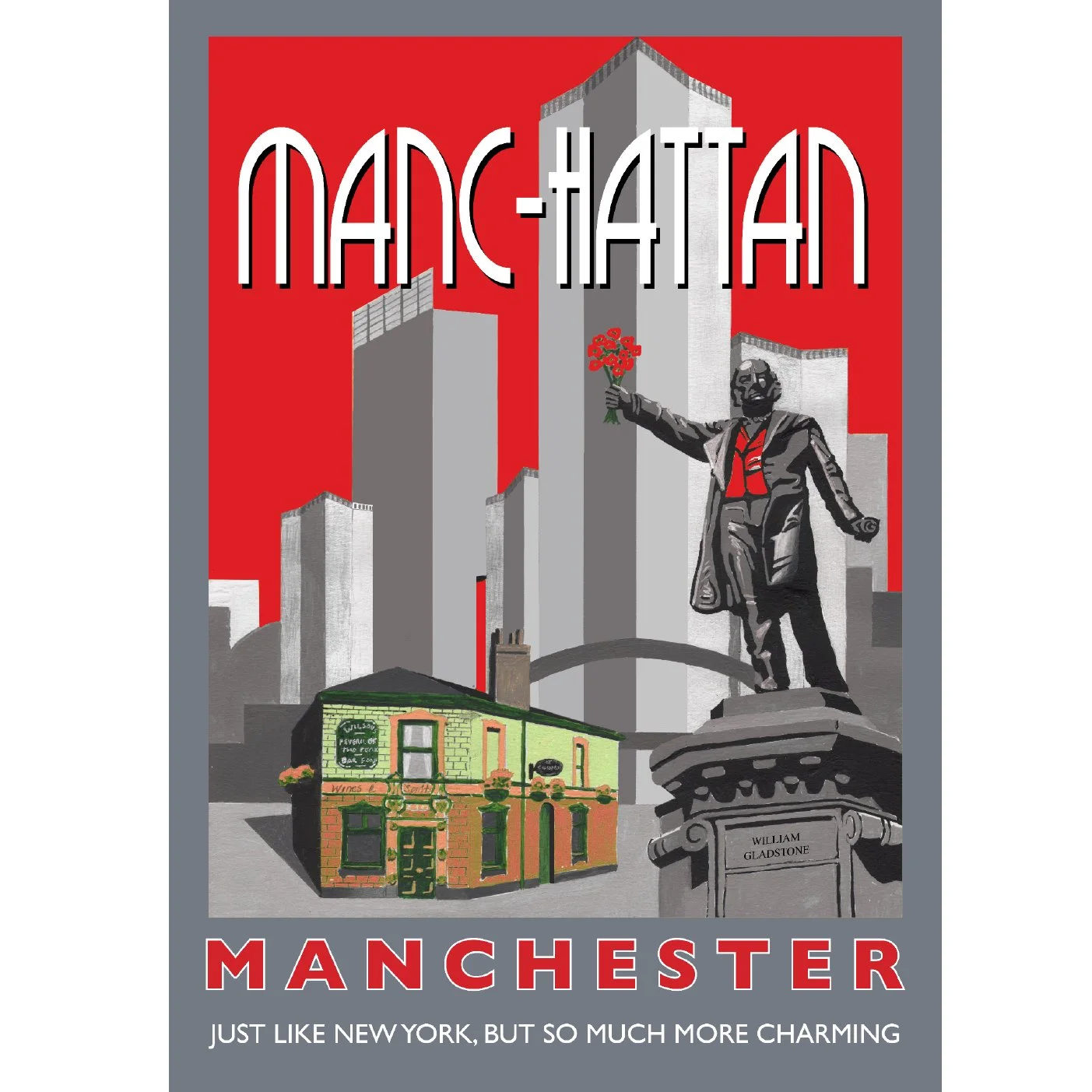 Manc-hattan (red), by Eric Jackson, Statement Artworks