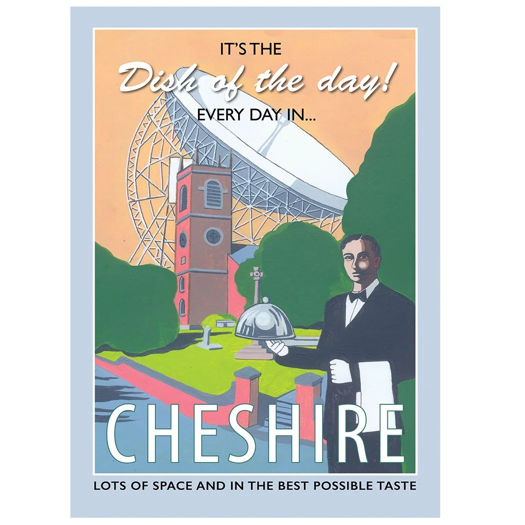 Cheshire Jodrell Bank poster, by Eric Jackson, Statement Artworks