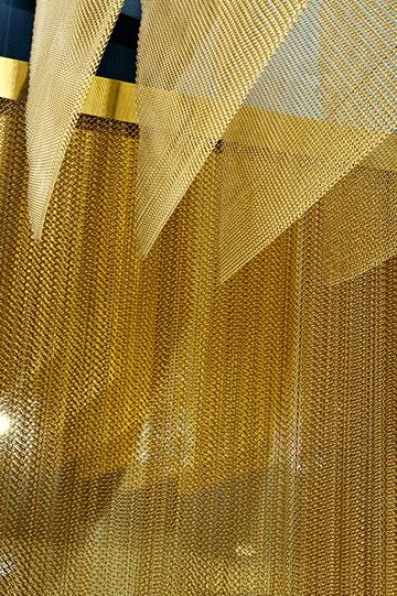 KM | Colour study 02, Mustard - layered gold mesh ceiling